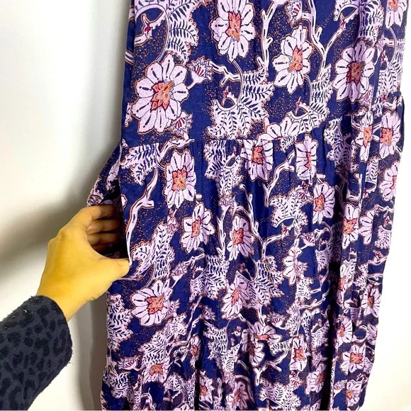 Knox Rose Womens Midi Length Floral Flutter Sleeve A Line Dress Sz Med Pink Blue - Picture 7 of 11